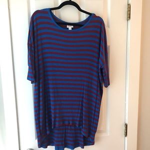 Large Lularoe Irma - Blue and Red